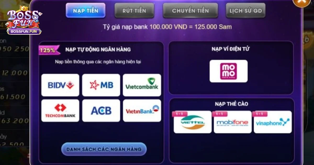 BossFun - Code 100k Cho Tân Thủ | Tải Game Đổi Thưởng 23 Cách nạp tiền vào Bossfun nhanh chóng và an toàn tuyệt đối